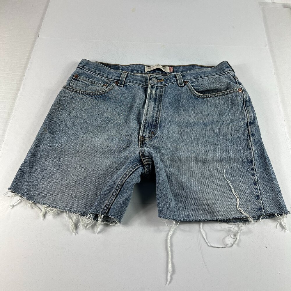 Y2K Levi's Jean Shorts Mens 35* 505 Blue Faded Cut Off Cotton Denim Jorts Tag 36